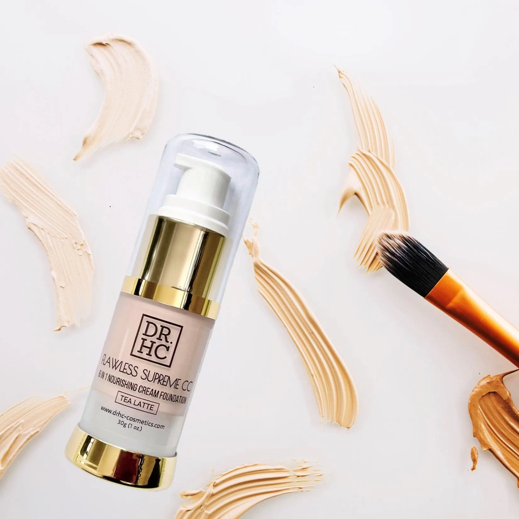 DR.HC Flawless Supreme CC 6 in 1 Nourishing Cream Foundation (5 Shades) (30g, 1oz.) (Natural UV Care, Skin brightening, Anti-acne, Anti-aging...)