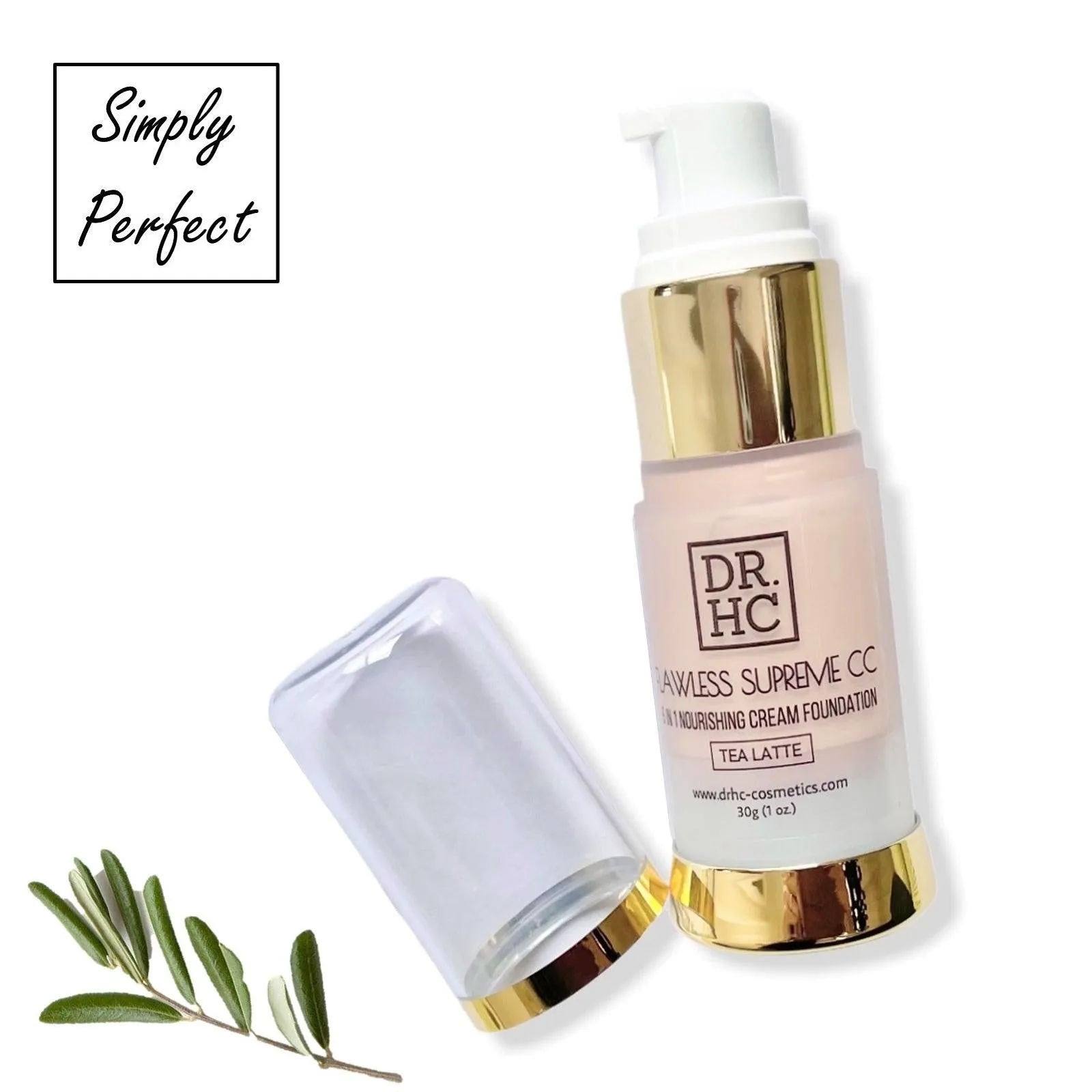DR.HC Flawless Supreme CC 6 in 1 Nourishing Cream Foundation (5 Shades) (30g, 1oz.) (Natural UV Care, Skin brightening, Anti-acne, Anti-aging...)