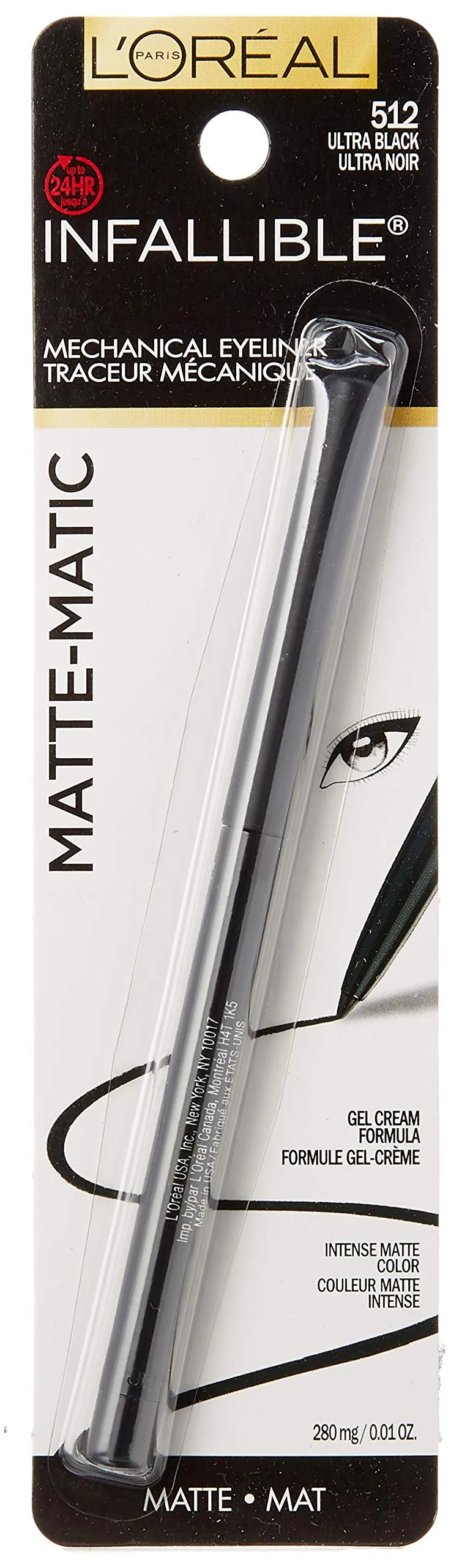 L'Oreal Paris Infallible Matte-Matic Mechanical Eyeliner, Ultra Black, 0.01 oz.