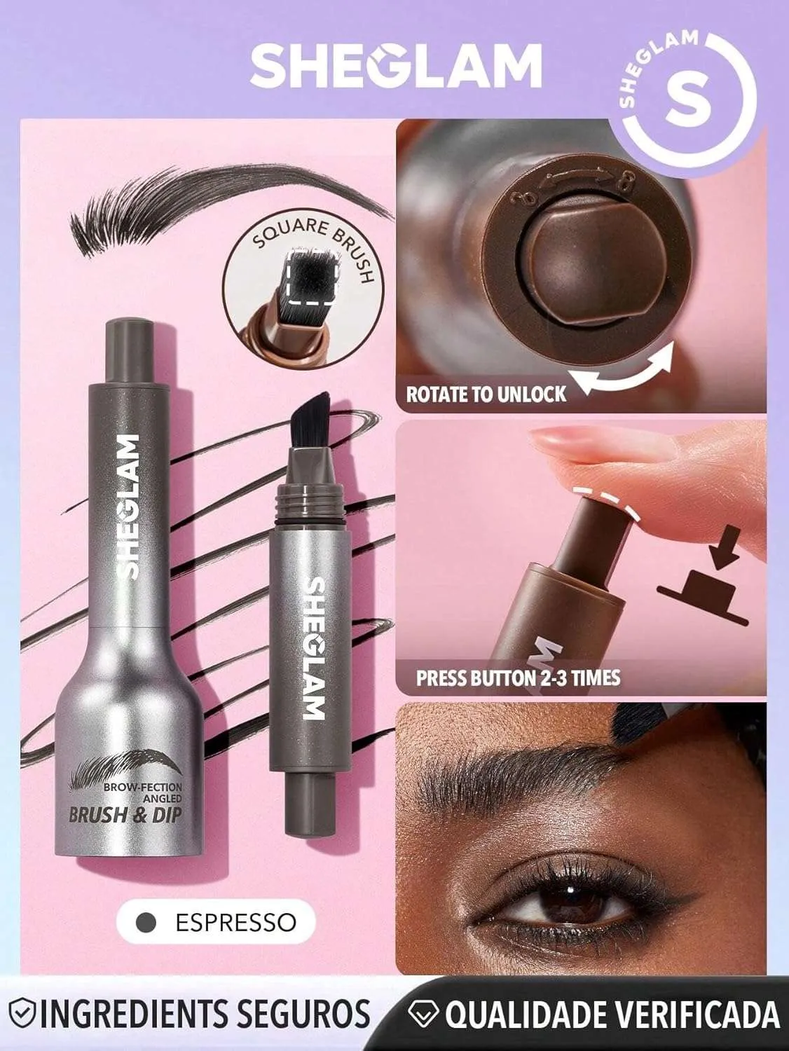 SHEGLAM SHE GLAM Brow-Fection Angled Brush & Dip- Espresso Hair-Like Strokes Liquid Eyebrow Gel Pen Easy To Color Long Lasting Quick Drying Natural Shaping Outlining Filling Eyebrow Makeup,1.2 ml