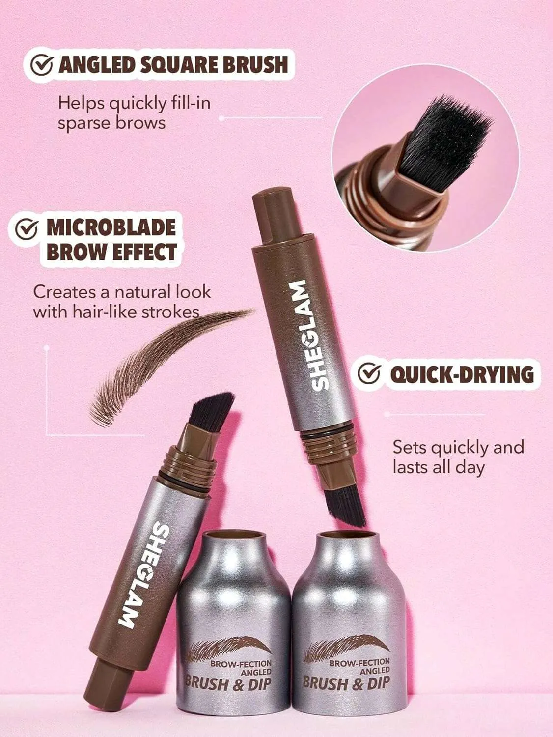 SHEGLAM SHE GLAM Brow-Fection Angled Brush & Dip- Espresso Hair-Like Strokes Liquid Eyebrow Gel Pen Easy To Color Long Lasting Quick Drying Natural Shaping Outlining Filling Eyebrow Makeup,1.2 ml