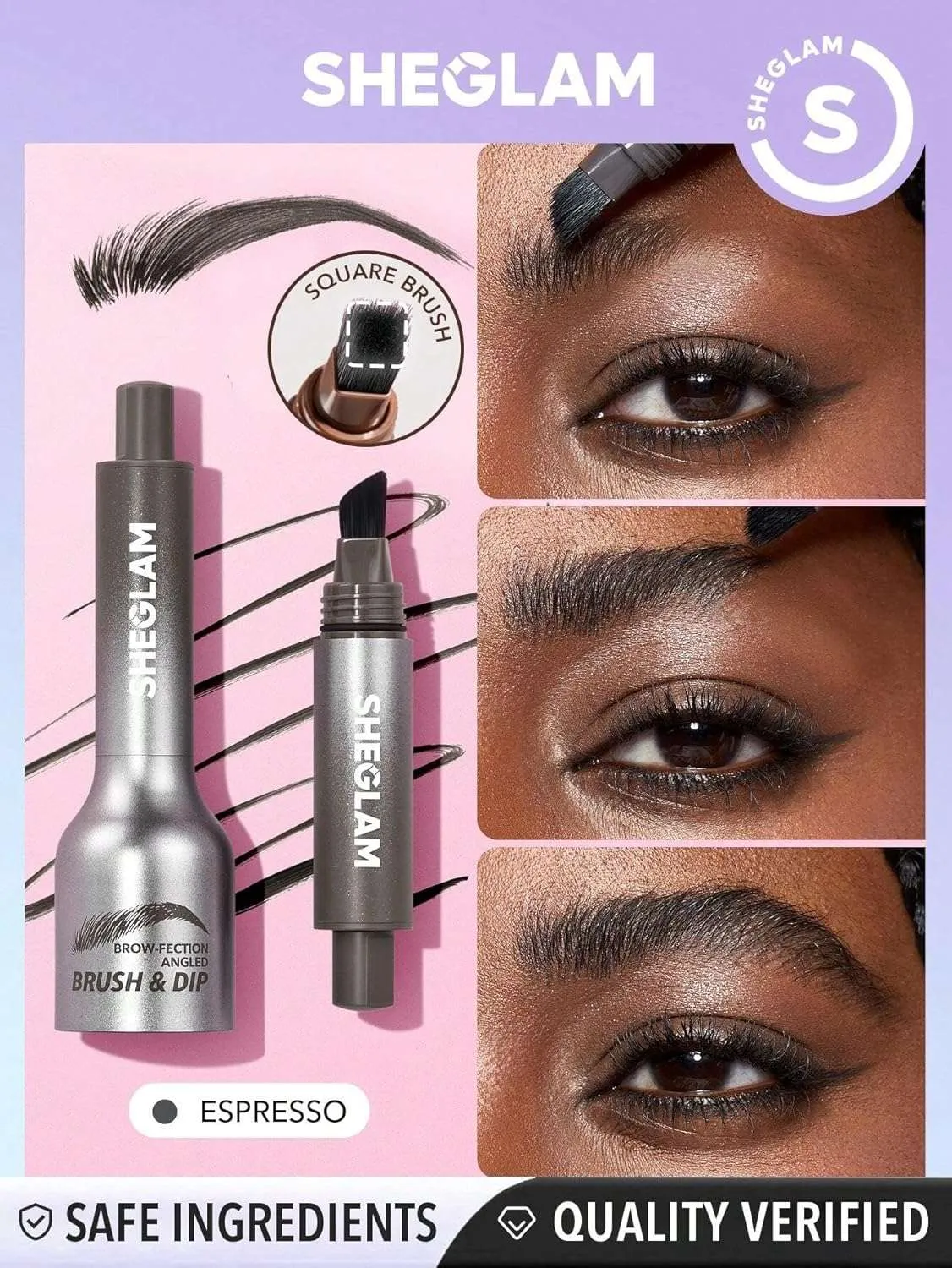 SHEGLAM SHE GLAM Brow-Fection Angled Brush & Dip- Espresso Hair-Like Strokes Liquid Eyebrow Gel Pen Easy To Color Long Lasting Quick Drying Natural Shaping Outlining Filling Eyebrow Makeup,1.2 ml